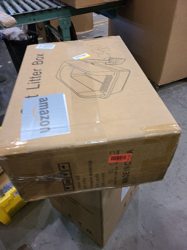 Photo 1 of 2 Pack Stainless Steel Cat Litter Box with Lid, XL Extra Large Metal Box for Big Cats, 24" L x 16" W x 12" H, Enclosed Litter Box High Sided, Non-Sticky, Include Litter Scoop