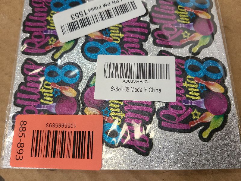 Photo 1 of 18pcs Glitter Bowling Ball Dessert Cupcake Topper Bowling Rolling into 8 Theme Decor Supplies Boys Girls Happy 8th Birthday Party Decorations