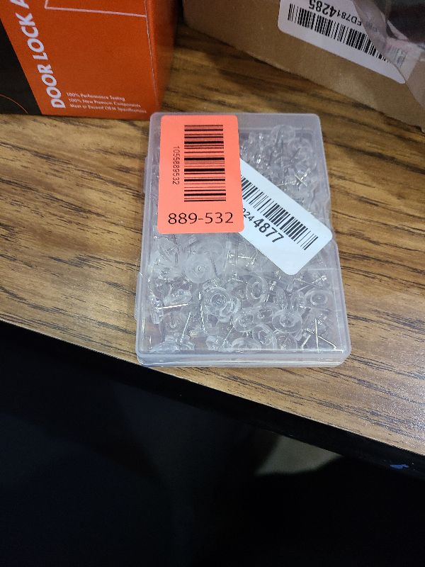 Photo 1 of 150 PCS Clear Push Pins Tacks Count in Reusable Box for Bulletin Boards and Wall Displays Heavy Duty Plastic Head