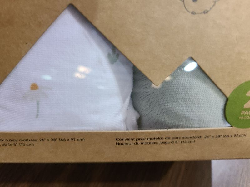 Photo 1 of 2-Pack Mini Crib Sheets Fitted - 38x26 Pack N Play Sheets for Pack and Play Mattress, Organic Cotton, Soft & Breathable Playard Bedding, Neutral Mini Toddler Bed Cover for Boys, Girls (Wildflowers)