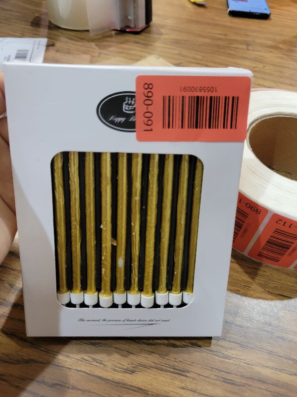 Photo 1 of 24 PCS Gold Birthday Candles, Tall Glitter Cuppcake Candles Long Thin Cake Candles in Holders for Birthday Wedding Party Decorations