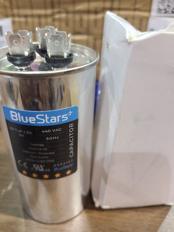 Photo 1 of [UL Certified] BlueStars 45+5 uF 45/5 MFD 370V or 440V AC Dual Circular Run Start Capacitor CBB65 50/60 Hz - Fit Air Conditioner Motor Run or Fan Start or Condenser Straight, Replace 97F9895 Z97F995