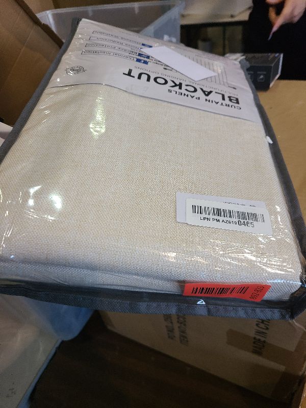 Photo 1 of 100% Blackout Shield Linen Blackout Curtains for Bedroom 84 Inches Long, Back Tab/Rod Pocket Living Room Drapes, Thermal Insulated Blackout Curtains 2 Panels Set, 50" W x 84" L, Cream