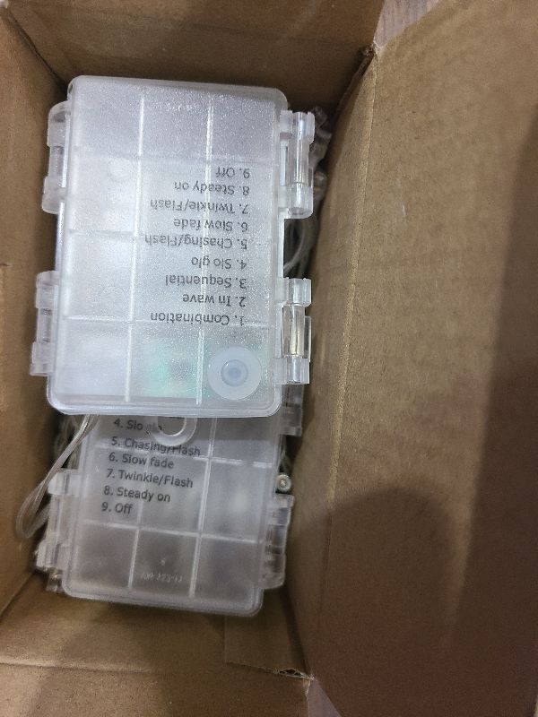 Photo 1 of 2 Pack Christmas String Lights Battery Operated with Timer, 66FT 200 LED Waterproof Twinkle Lights, 8 Modes Fairy Light for Indoor and Outdoor Bedroom Garland Tree Christmas Decorations (Warm White)