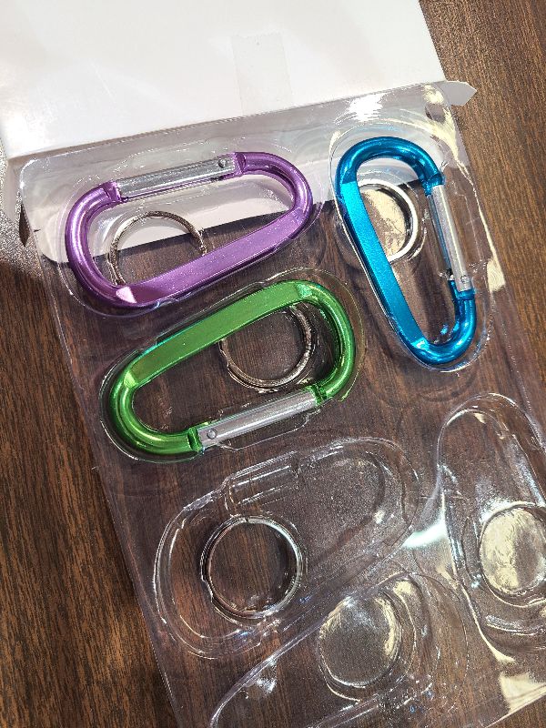 Photo 1 of 3 PCS Carabiner Caribeaner Clip,3 Inch Large Aluminum D Ring Shape Carabeaner with 6PCS Keyring Keychain Hook