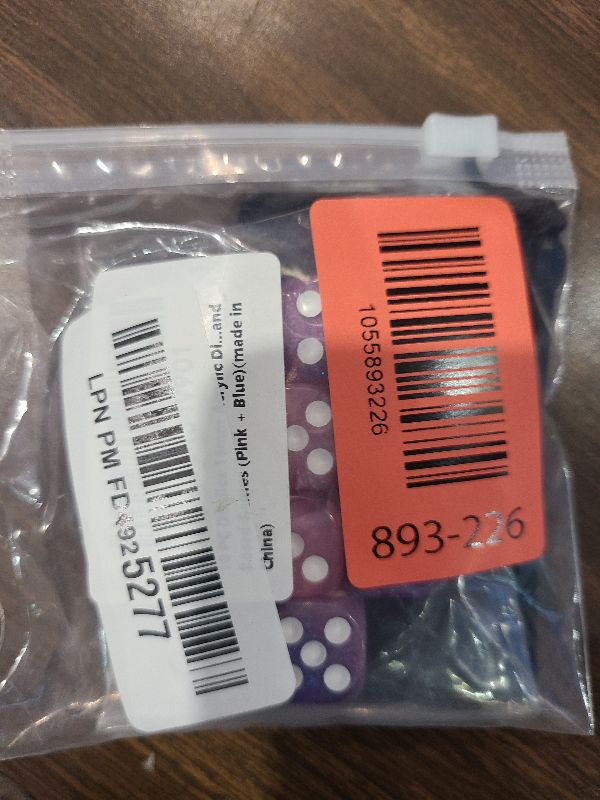 Photo 1 of 10 PC D6 dice 16mm Acrylic Dice Set for RPG MTG DND Dice Table Games and Board Games (Pink + Blue)