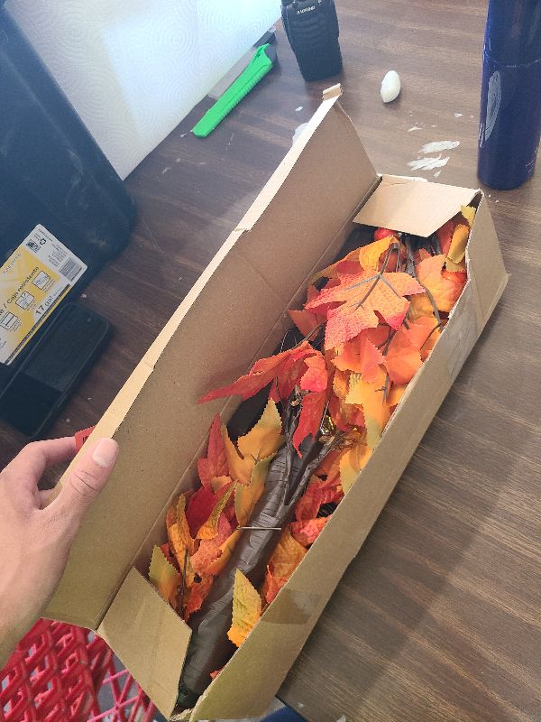 Photo 1 of 2 Pack 24" Maple Trees with Lights, Artificial Lighted Thanksgiving Tree Thanksgiving Decorations for Home Indoor Office Table Decor