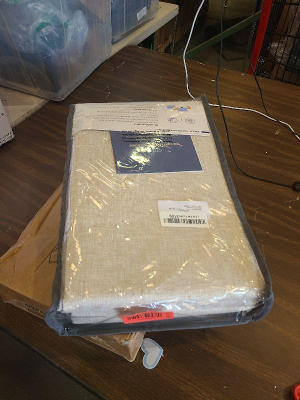 Photo 1 of 100% Blackout Shield Linen Blackout Curtains for Bedroom 102 Inches Long, Back Tab/Rod Pocket Living Room Drapes, Thermal Insulated Blackout Curtains 2 Panels Set, 50" W x 102" L, Oatmeal