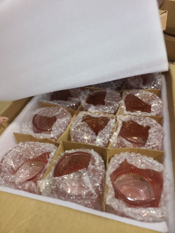 Photo 1 of 12pcs Large Pink Votive Candle Holders, 3.16"×3.16" Pink Candle Holder with Vintage Floral Design, Glass Votives for Baby Shower Centerpieces, Birthday, Bridal Shower Decorations