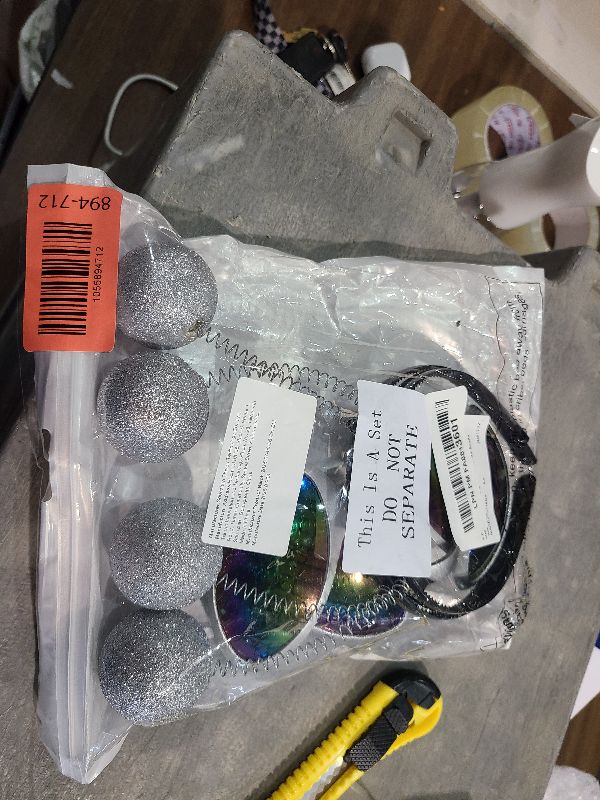 Photo 1 of 2 Pairs Alien Glasses Silver Glasses with Rainbow Color Lens and 2 Pieces Martian Antenna Headband Boppers for Adults and Kids Party Favors