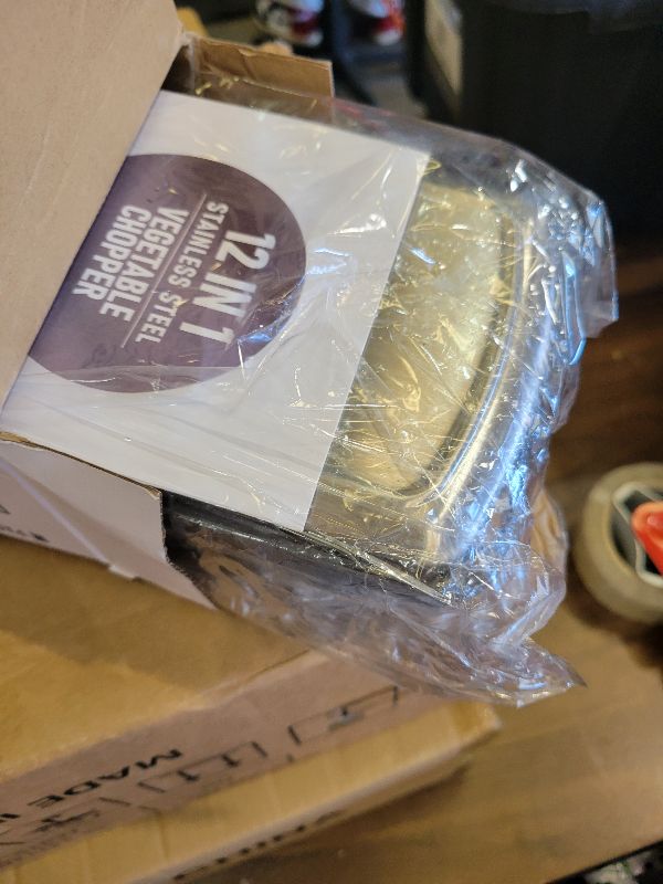 Photo 1 of 12-in-1 Vegetable Chopper, Mandoline Food Slicer for Kitchen, Cheese Grater, Veggie Chopper with Container, Vegetable Cutter for Onion, Salad and Fruit- Stainless Steel, Home Essential Tools