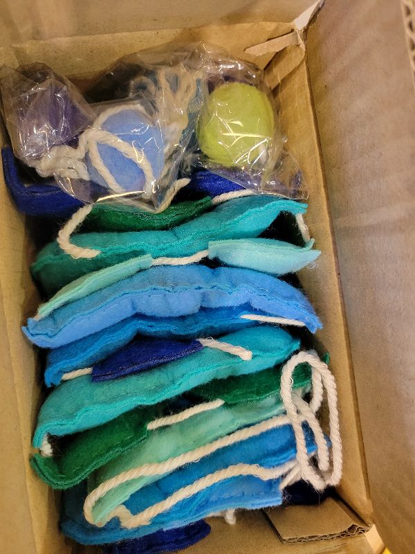 Photo 1 of 2 PCS Pre-Strung 3D Felt Happy Birthday Banner - Reusable Blue and Green Happy Birthday Decorations Sign,Handmade Wool Felt Ball Garland, Pom Pom Garland, Party Decor, Photo Prop