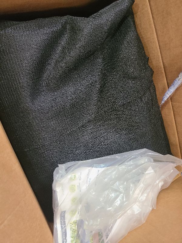 Photo 1 of [Windscreensupplyco] 60-70% 12 FT. X 20 FT Mesh Tarp/Shade Cloth 9-Needle Knitted Heavy Duty Black with Grommets for Green House, Garden, pergola, Pools, Dump Truck - MT1220BLKX1