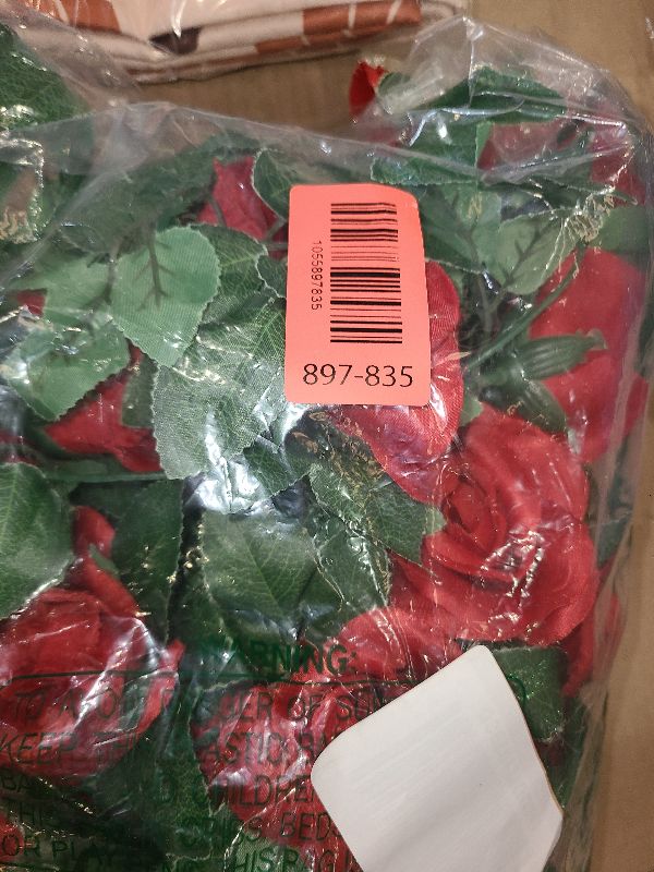Photo 1 of 2 Pack (16FT) Artificial Rose Vine Fake Flowers Garland Hanging Silk Rose Ivy Plants Vine for Mother's Day Wedding Arch Party Garden Wall Aesthetic Art Décor (Red)