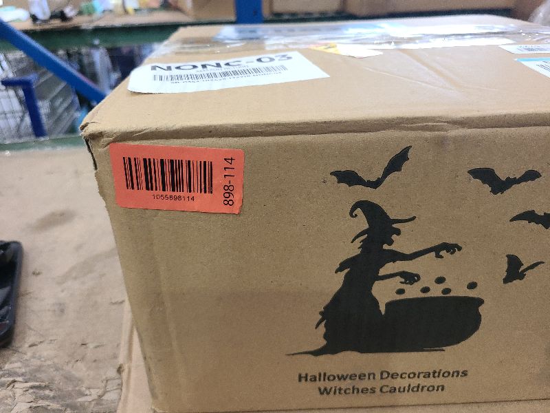 Photo 1 of 2025 Large Witch Cauldron Halloween Decorations Outdoor, Black Plastic Bowl Decor on Tripod with Lights Halloween Cauldron Pot Witches Cauldron Hocus Pocus Candy Bucket Decoration for Porch Home Party