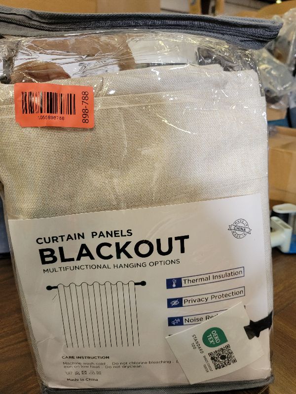 Photo 1 of 100% Blackout Shield Linen Blackout Curtains for Bedroom 90 Inches Long, Back Tab/Rod Pocket Living Room Drapes, Thermal Insulated Blackout Curtains 2 Panels Set, 50" W x 90" L,Cream