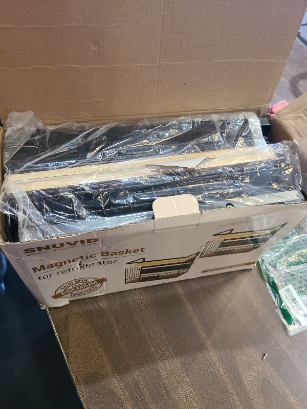 Photo 1 of [WIDER SHELF] 2 SET Strong Magnetic Shelf Basket for Fridge with Tag & Bamboo Top, XXL Large Magnetic Spice Rack Shelves for Side of Refrigerator, Kitchen Pantry Storage Organizer for Food Fruit Veg