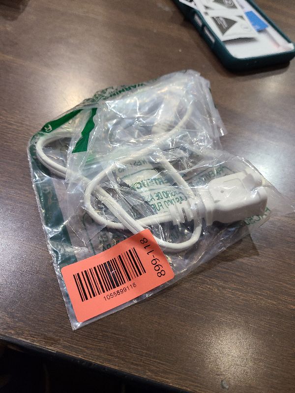 Photo 1 of 2 Foot Extension Cord, Small White Extension Cord for Indoor Use, 2 Prong USA Outlet Saver Power Cord Cable Outlets for NEMA 5-15P to NEMA 5-15R, Ideal for Holiday Lights, Lamps, Christmas Decor