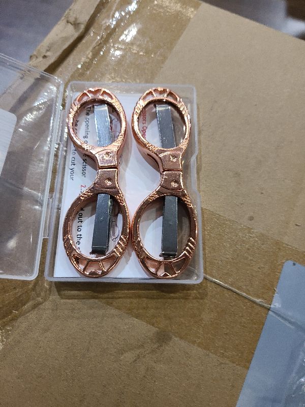 Photo 1 of 2 Pieces Small Scissors, Foldable Travel Mini Folding Scissor for Home, Office, Outdoor, Nurse, Portable Pocket Scissors Nurse Accessories (rose gold)