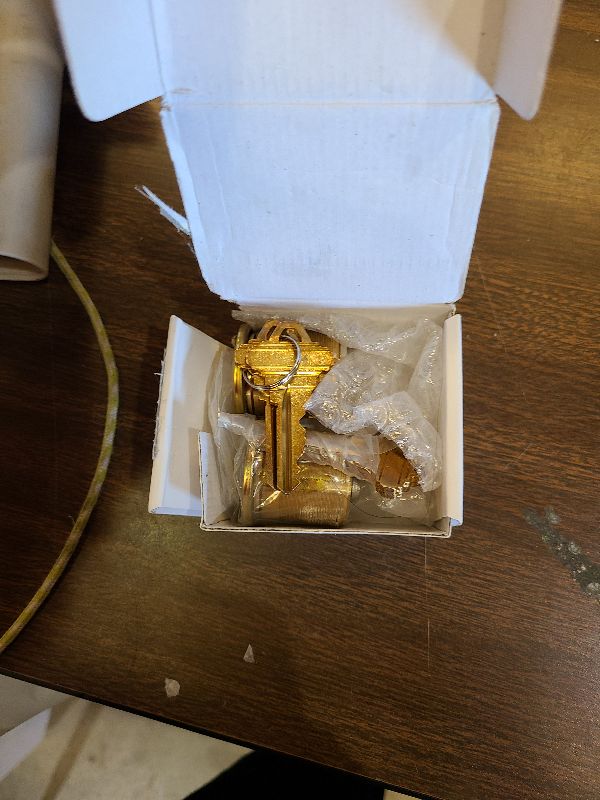 Photo 1 of 2 Pack Brass Mortise Door Cylinder Lock, 1 1/4" Inch Length Keyed Standard SC1 Keyway, Door Replacement Lock Cylinder with 2 Keys Suitable for Home and Commercial Use (Golden).