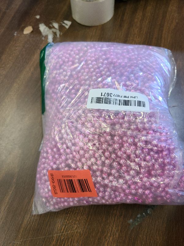Photo 1 of 100PCS Bead Necklace, Breast Cancer Awareness Beaded Necklaces Stuff, 33" Mardi Gras Beads Necklace Costume, Festival Parade Throw Accessories for Wedding Birthday Gender Reveal Party Events Supplies