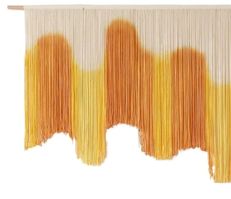 Photo 1 of 
Large Wall Art Hanging, Bohemian Fiber Dip-Dyed Handmade Cord for Headboard Bedroom Living Room, 57 X 39(Yellow)