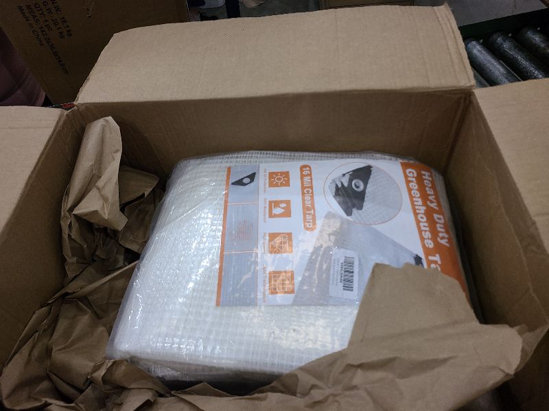 Photo 1 of 16 Mil Greenhouse Cover,Clear Plastic Tarps Heavy Duty Waterproof 12X24,UV Resistant Poly Clear Tarps with Grommets, Greenhouse Heavy Duty Tarp for Gardening, Farming, Nursery, Garden