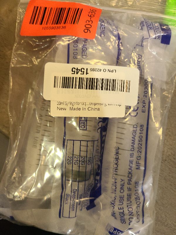 Photo 1 of 20ml Syringe for Liquid, Oral, Scientific Labs, Measurement, Dispensing, with Cap- 3 Pack 20ml Syringes