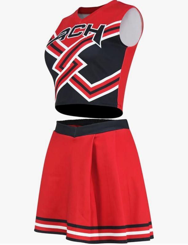 Photo 1 of 2 Piece Women Cheerleader Costume Top Skirt Sets Cosplay Cheer Outfit Halloween Cheerleading Party XL