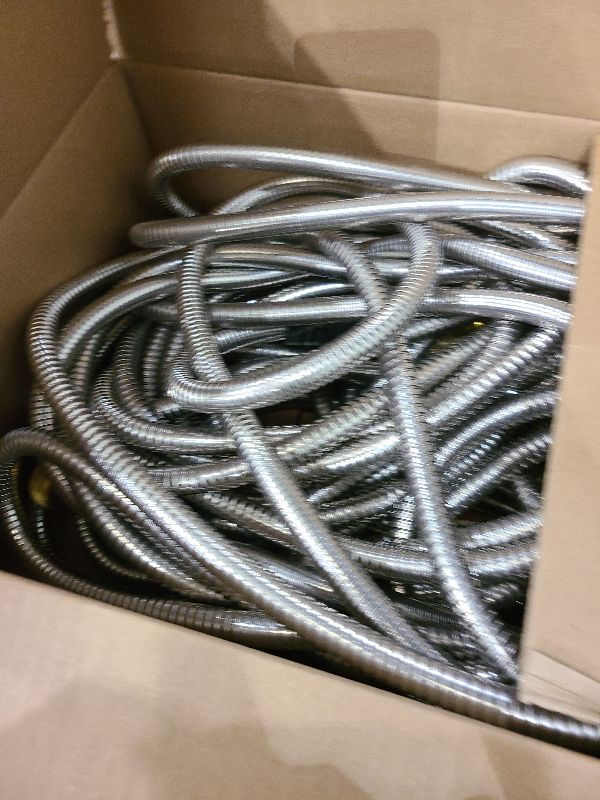 Photo 1 of 100Ft Metal Garden Hose durable stainless steel Water Hose, flexible, lightweight hose is resistant to kinks and tangles.With 10-way nozzle, strong 3/4” metal fittings, and a shut-off valve.