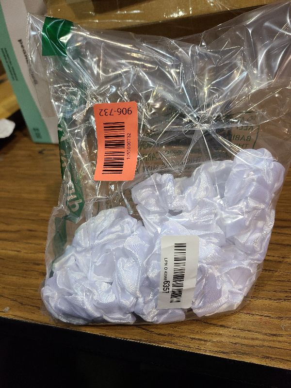 Photo 1 of 12PCS LED Hair Scrunchies Light Up White Scrunchies,Satin Ponytail Holder Glow in the Dark Hair Accessories Neon Rave Party Supplies