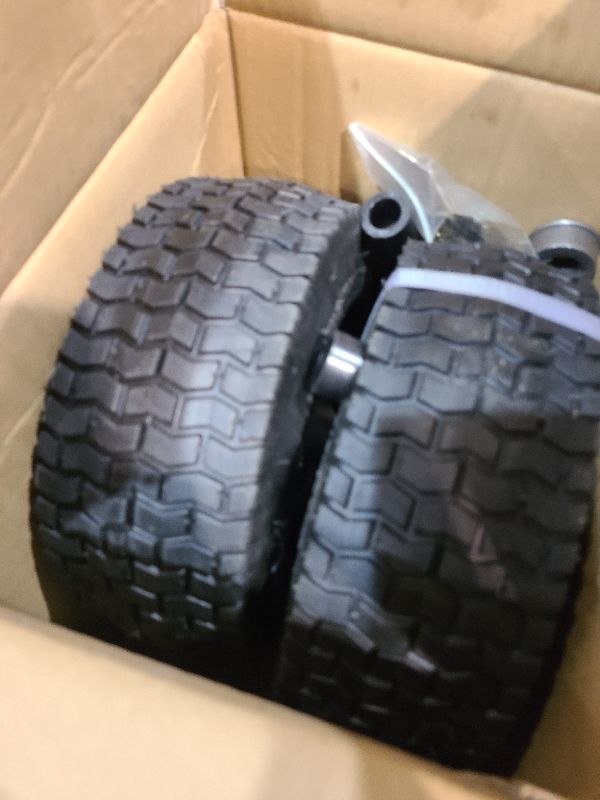 Photo 1 of 2-Pack of 10x4.00-4"Wheels,10" Pnuematic Tires,Steel Rim and 5/8"or 3/4" Axle Bore Hole,2.22" Offset Hub for Mowers,Gorilla Cart,Hand Truck,Wheelbarrow,Utility Wagon and More,All Purpose Utility Tire