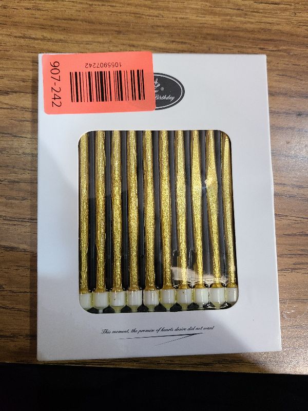 Photo 1 of 24 PCS Gold Birthday Candles, Tall Glitter Cuppcake Candles Long Thin Cake Candles in Holders for Birthday Wedding Party Decorations