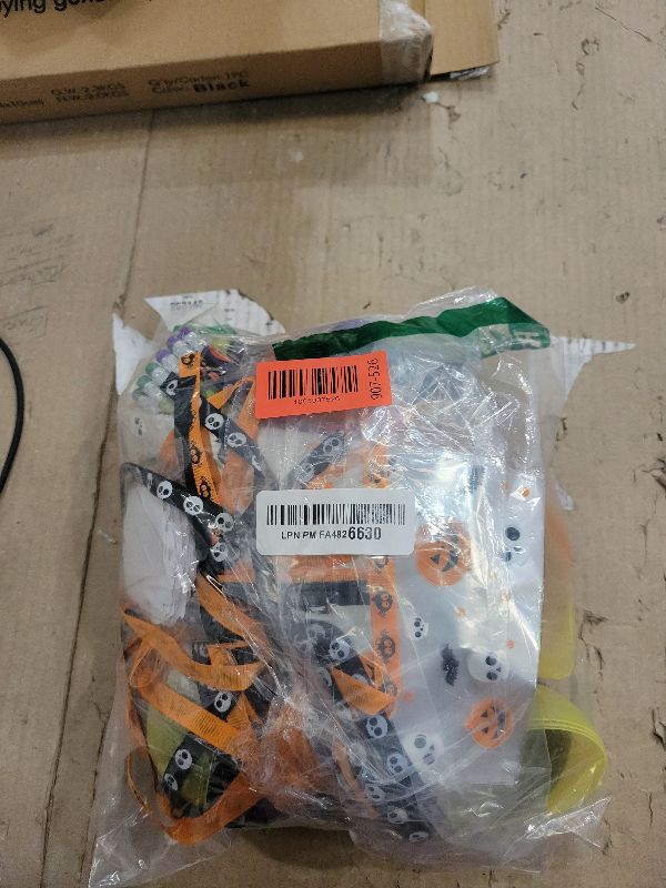 Photo 1 of 134Pcs Halloween Party Favors Gift Trick or Treat Container, Giant Lollipop with Gift Cards Pencils Stickers Erasers Stampers Bags Ribbons for Classroom School Exchange Party Favors