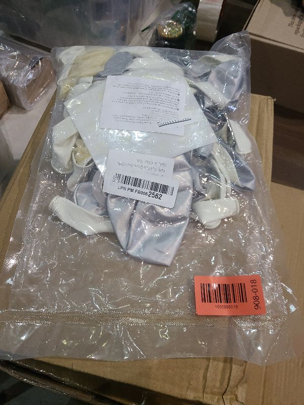 Photo 1 of 132pcs Silver and White Balloon Arch Kit, Metallic Silver and White Balloons Different Sizes of 18 12 10 Inch Balloons for Wedding Anniversary Baby Shower Graduation Birthday Party Decoration