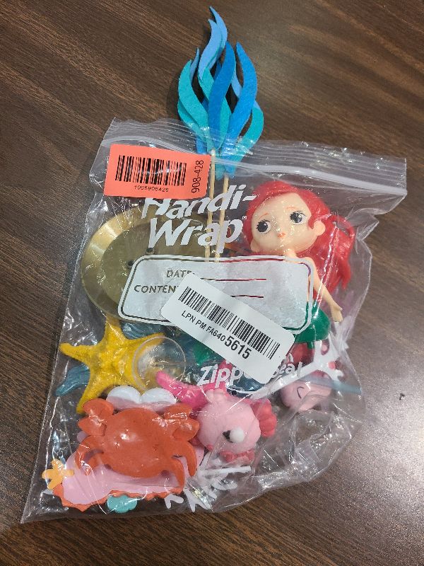 Photo 1 of 17 PCS Mermaid Cake Toppers Ocean Animals Under the Sea Cake Decorations with Ariel Model for Mermaid Under the Sea Theme Baby Shower Birthday Party Supplies (style 1)