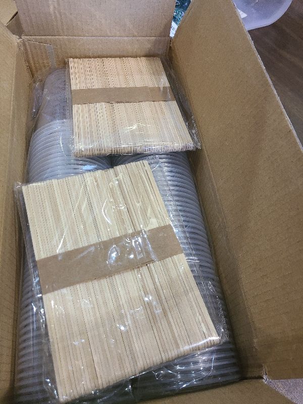 Photo 1 of 100 PACK Plastic Measuring Cups, 10 oz Disposable Mixing Cups with 100 Wooden Mixing Sticks, Can Be Used for Epoxy Resin, Liquid Measuring, Paint, Cooking and Baking