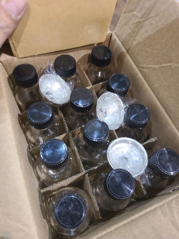 Photo 1 of 12 Pack, 2 oz Small Clear Glass Bottles w/Lid & 3 Funnels - 60ml Boston Shot Bottles for Health, Immunity, Potion, Wellness, Sample, Ginger, Juice - Mini Personal Care & Beauty Travel Bottle