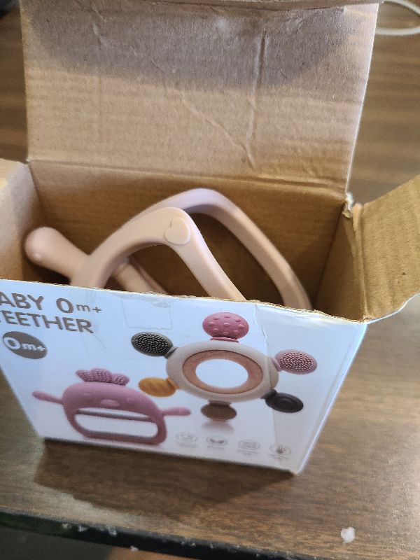 Photo 1 of 2 Packs Baby Teething Toy for 3-6 6-12 Months, Teether Mitten & Silicone Rudder with Wooden Ring, Food Grade Silicone, BPA-Free, Baby Chew Toys for Sucking Needs