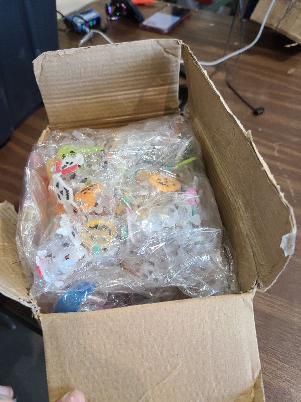 Photo 1 of 118 PCS Halloween Party Favors Bulk, 80 Rings, 14 Brooches, 12 Necklaces, 12 Bracelets,Halloween Toys for Kids, Glow in the Dark Toys, Bulk Halloween Goodie Bag Fillers, Halloween Party Supplies