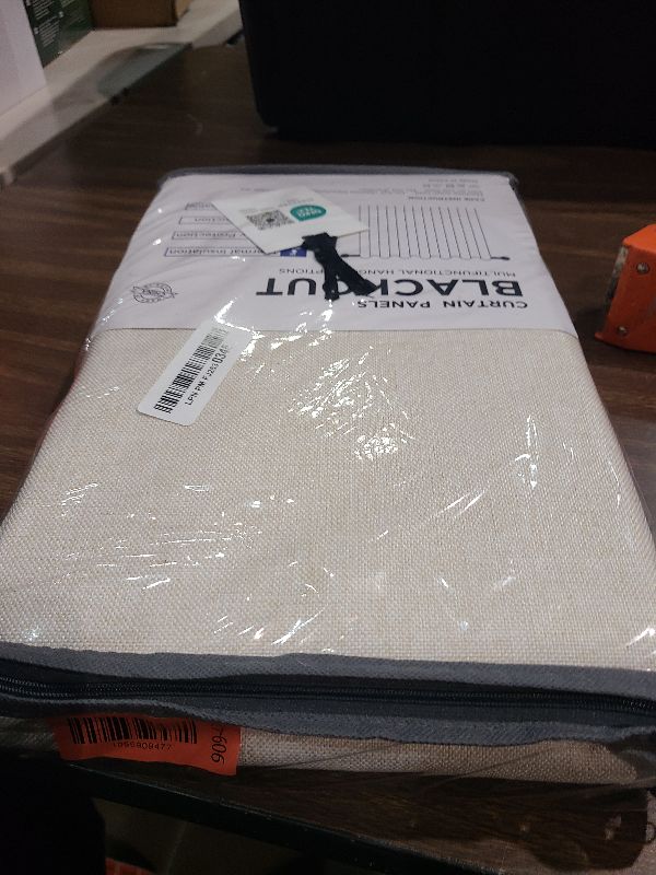 Photo 1 of 100% Blackout Shield Linen Blackout Curtains for Bedroom 84 Inches Long, Back Tab/Rod Pocket Living Room Drapes, Thermal Insulated Blackout Curtains 2 Panels Set, 50" W x 84" L, Cream