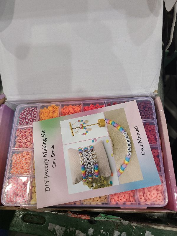 Photo 1 of 20,000 Pcs Clay Beads Bracelet Making Kit, 120 Colors 6 Boxes Polymer Beads Spacer Heishi Beads & Jewelry Kit with Pendant Charms Elastic Strings, Crafts Gift for Kids Adults