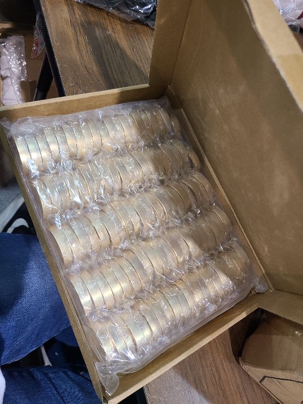 Photo 1 of 100 Pcs Stainless Steel Napkin Rings Metal Napkin Ring Holders Fall Thanksgiving Christmas Modern Serviette Buckles Metallic Adornment for Table Kitchen Dinner Party Wedding (Matte Gold Semicircle)