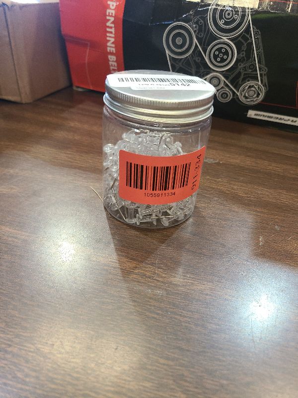 Photo 1 of 200 PCS Standard Clear Thumb Tacks Steel Sharp Point and Clear Plastic Head Push Pins for Bulletin Board, Fabric Marking, Crafts and Office Organization