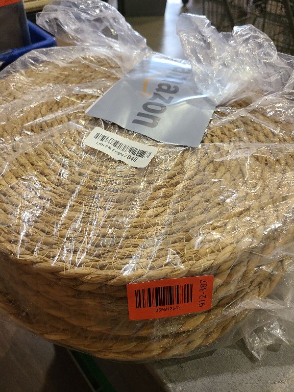 Photo 1 of 13 in Round Woven Placemats Plate Chargers Set of 10, Boho Farmhouse Rustic Woven Place Mats for Dining Table Decor, Rattan Wicker Table Mats Jute Braided Chargers for Dinner Plates