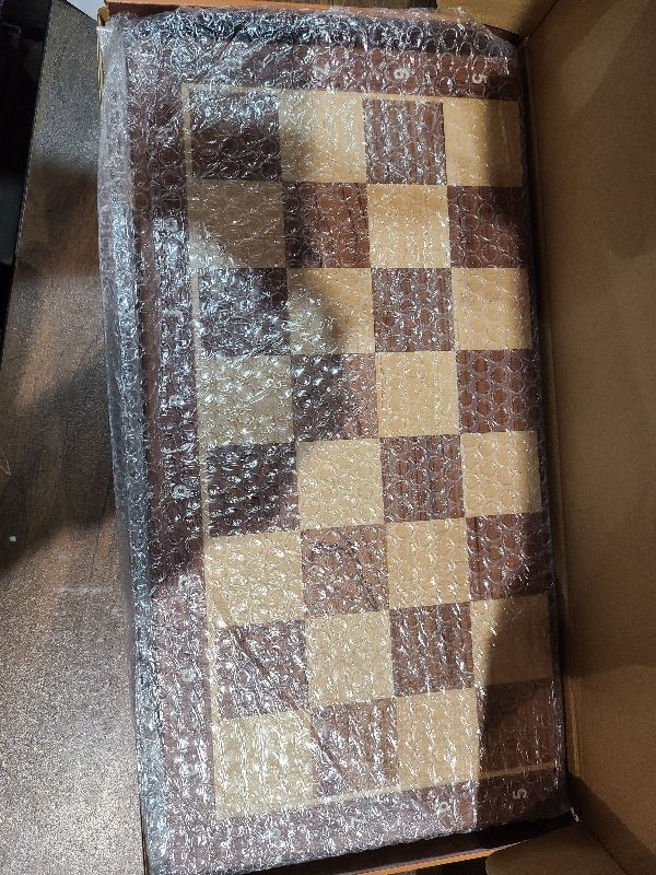 Photo 1 of 15'' Walnut Chess Set with Storage Board for Adults & Children, 2 Players