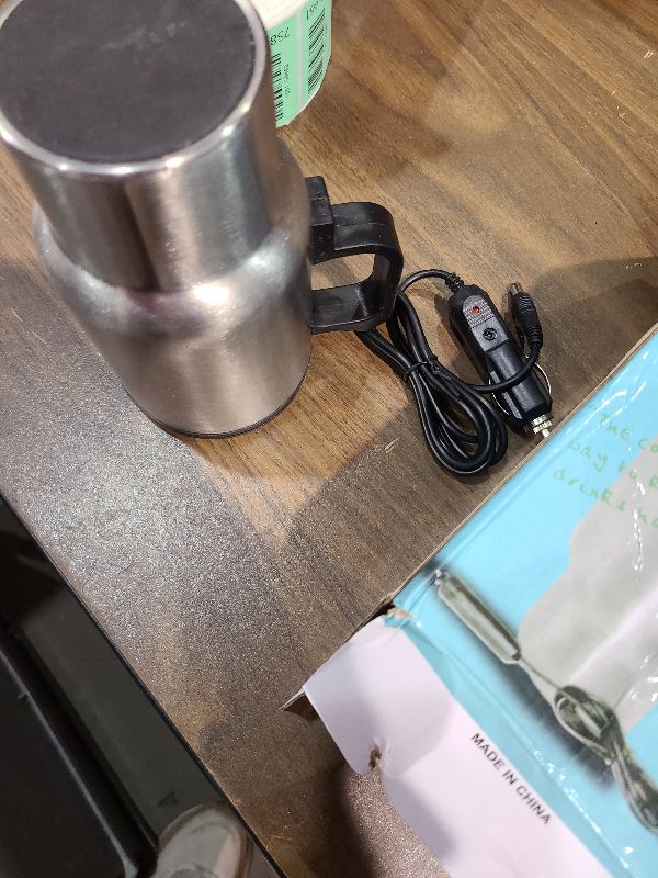 Photo 1 of 12V Car Heating Cup, 450ml/15oz Stainless Steel Travel Coffee Cup Electric Insulated Heated Thermos Mug with Cigarette Lighter for Most Vehicles