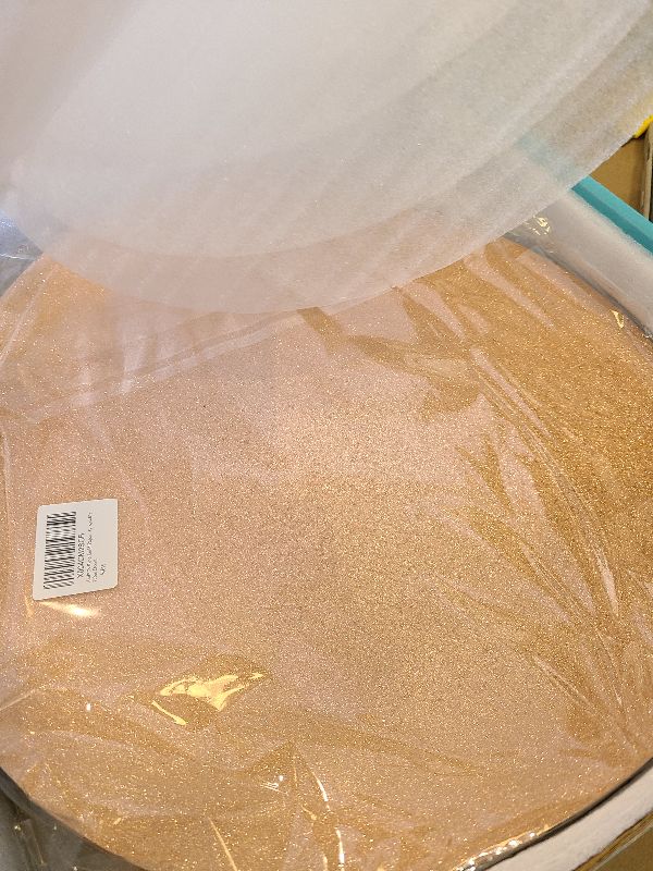 Photo 1 of 100PCS Rose Gold Paper Placemats Disposable 13.4 Inch Round Glitter Paper Place Mats Rose Golden Decorative Shiny Table Mats for Birthday Wedding Mother's Day Party Sparkle Table Decor