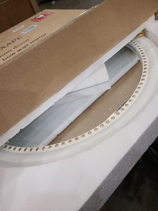 Photo 1 of 24-Inch Gold Bow Resin Mirror – Perfect Decorative Accent for Nursery and Elegant Baby Room Decor (Gold_1, 24in)