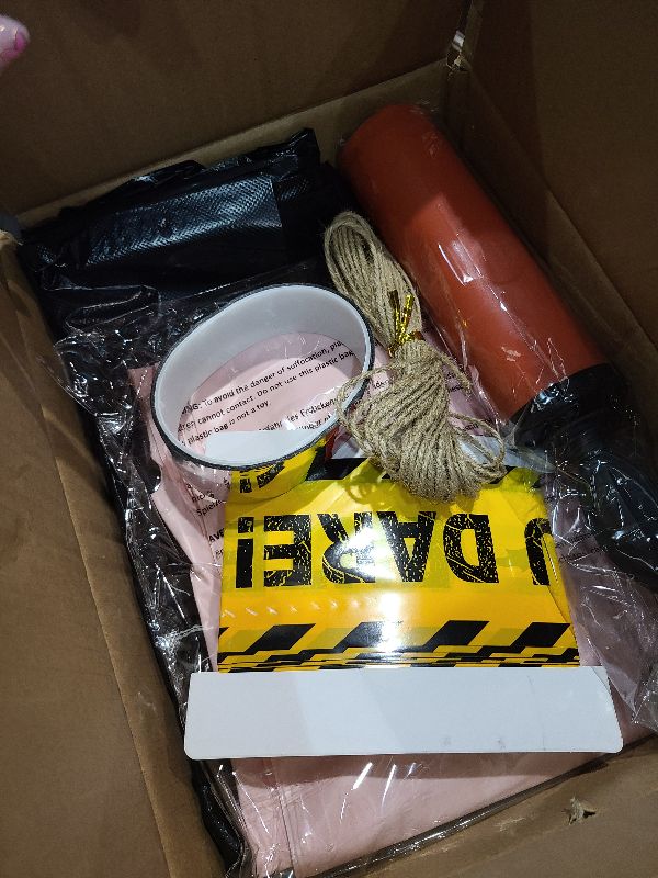 Photo 1 of 2 Packs Halloween Body Bags Decorations Outdoor Indoor,60inch Dead Body halloween Hanging Corpse Props with Bloodied Shroud,Warning Tapes,Spider Web for Yard Graveyard Crime Scene Haunted House Decor